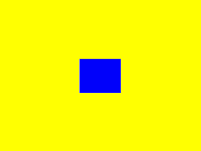 a small blue square on a yellow background